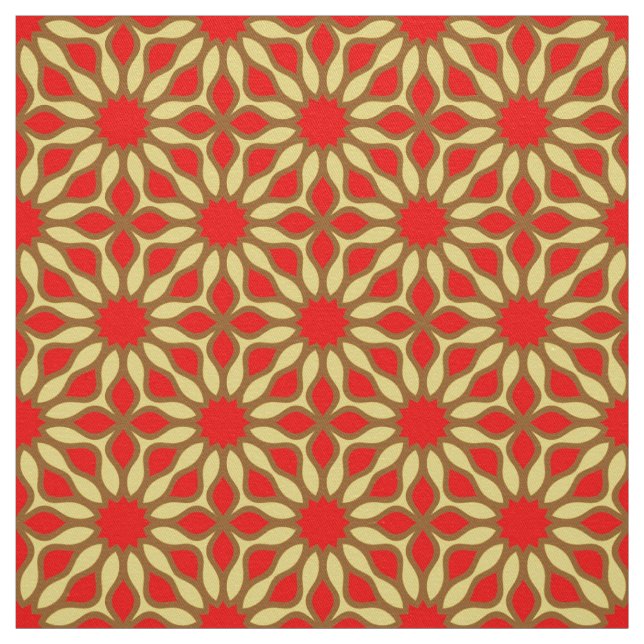 Yellow & Red Elegant Mosaic Geometric Pattern Fabric (Swatch)