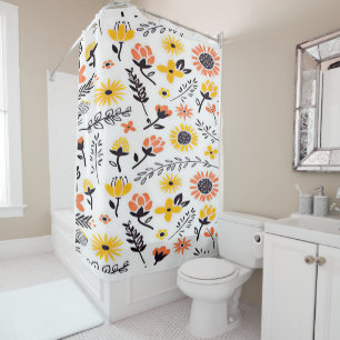 yellow  red elegant roses flowers pattern shower curtain