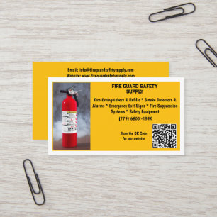 Yellow Red Fire Extinguisher Fire Safety Business Card