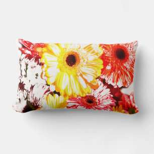 Yellow Red Gerbera Chrysanthemum Flowers Cushion
