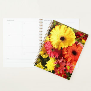 Yellow Red Gerbera Chrysanthemum Flowers Planner