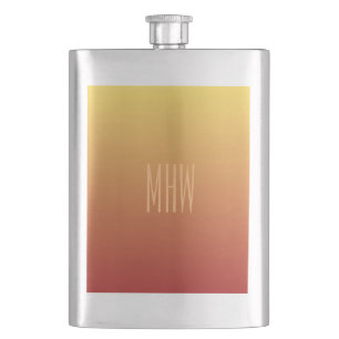 Yellow Red Gradient custom monogram flask