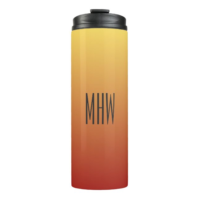 Yellow Red Gradient custom monogram tumbler (Front)