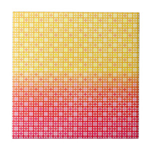 Yellow Red gradient plaid pattern  Ceramic Tile
