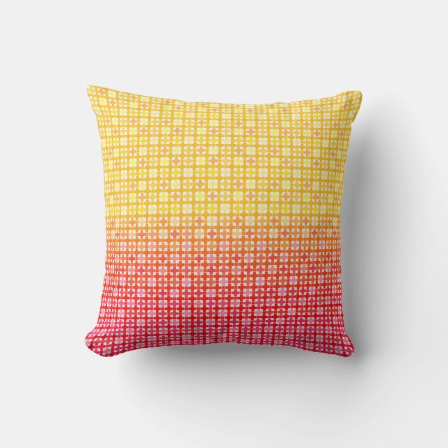 Yellow Red gradient plaid pattern Cushion (Front)