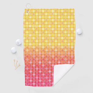 Yellow Red gradient plaid pattern   Golf Towel