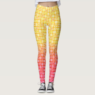 Yellow Red gradient plaid pattern  Leggings