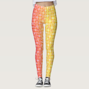 Yellow Red gradient plaid pattern Leggings