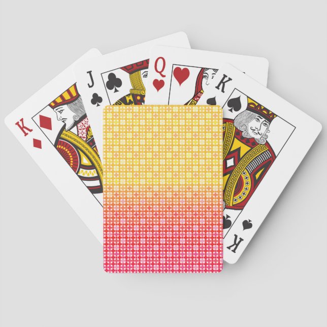 Yellow Red gradient plaid pattern  Playing Cards (Back)