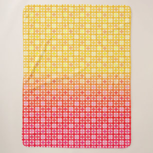 Yellow Red gradient plaid pattern Sherpa Blanket