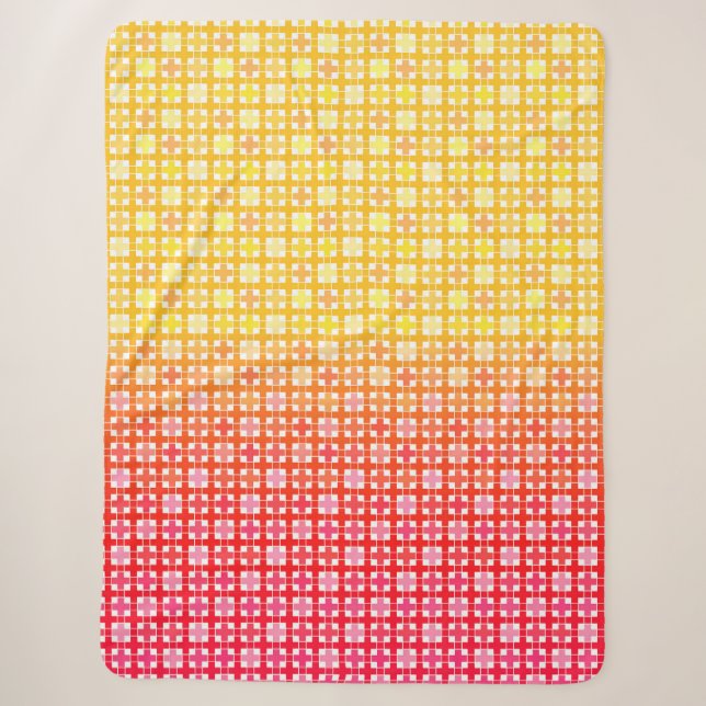 Yellow Red gradient plaid pattern  Sherpa Blanket (Front)