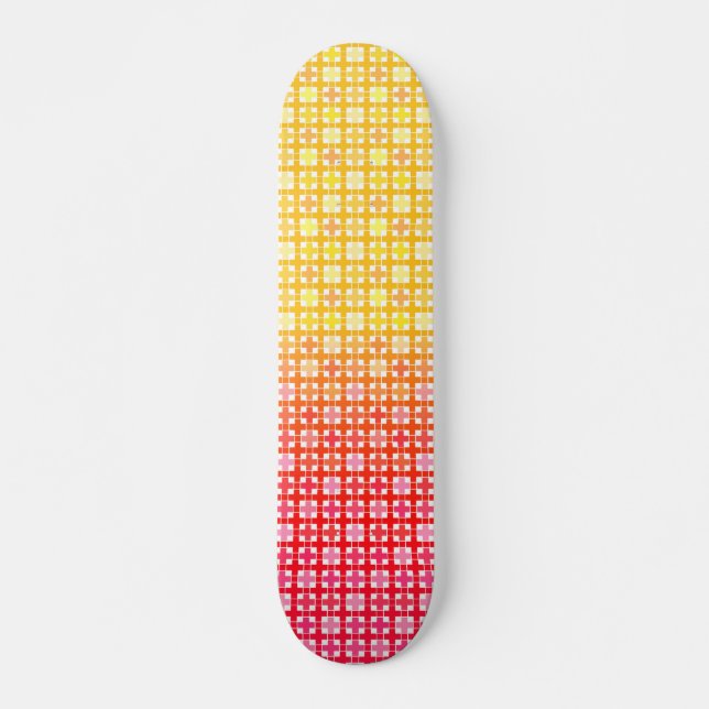 Yellow Red gradient plaid pattern Skateboard (Front)