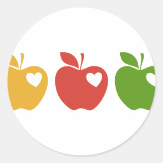 Yellow Red Green Apple Classic Round Sticker