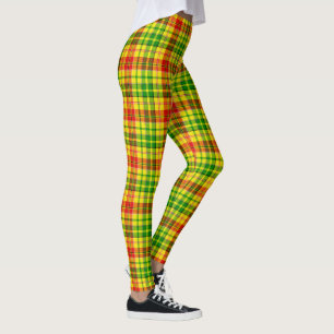 Yellow Red Green Plaid Tartan Design Leggings