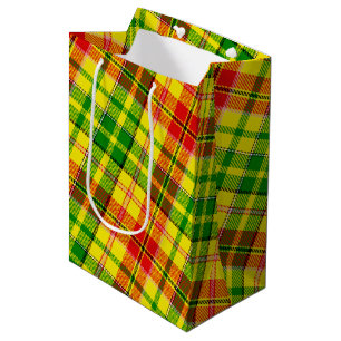 Yellow Red Green Plaid Tartan Design  Medium Gift Bag