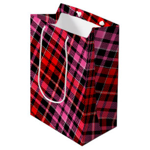 Yellow Red Green Plaid Tartan Design  Medium Gift Bag