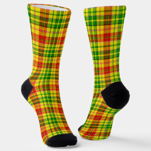 Yellow Red Green Plaid Tartan Design Socks