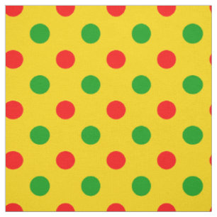 Yellow Red Green Polka Dots Design Fabric