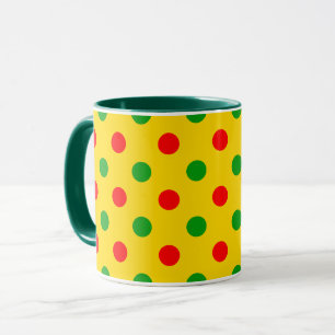 Yellow Red Green Polka Dots Design Mug