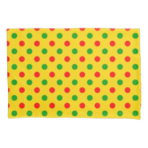 Yellow Red Green Polka Dots Design  Pillowcase