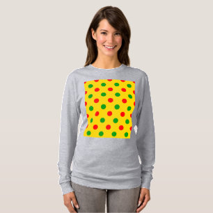 Yellow Red Green Polka Dots Design  T-Shirt