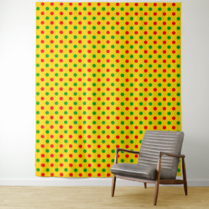 Yellow Red Green Polka Dots Design Tapestry