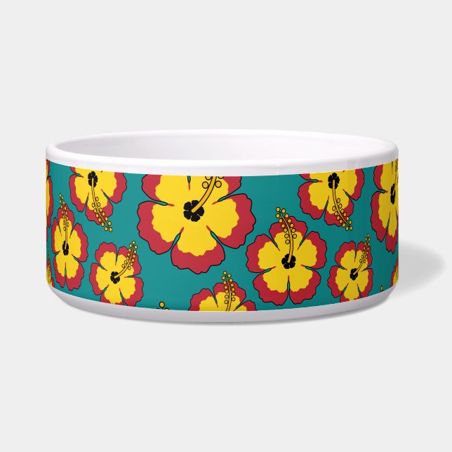 Yellow Red Hibiscus Tropical Flowers Pattern (Front)