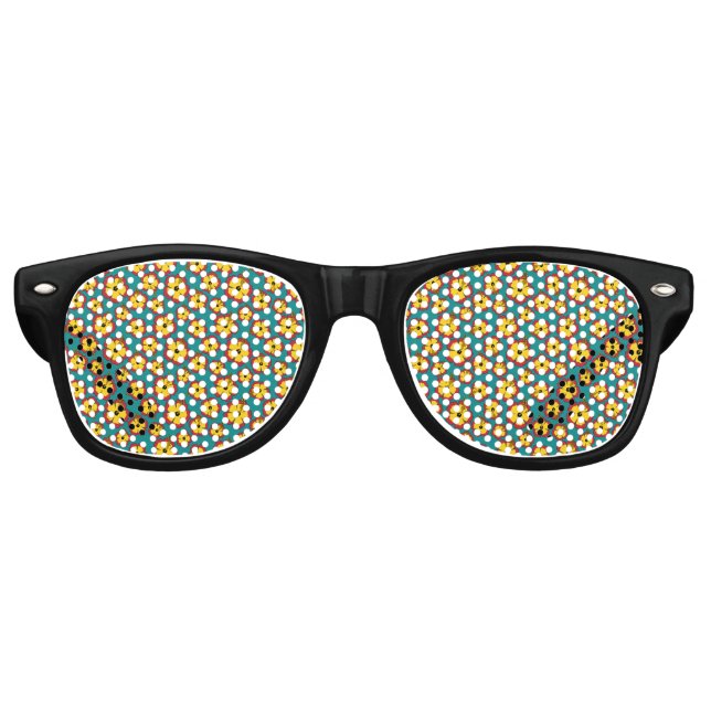 Yellow Red Hibiscus Tropical Flowers Pattern Retro Sunglasses (Front)