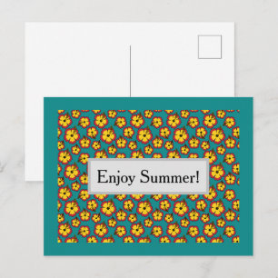 Yellow Red Hibiscus Tropical Flowers Personalise Holiday Postcard