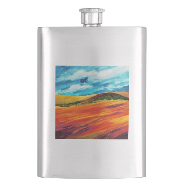 Yellow Red Hills Hip Flask (Front)