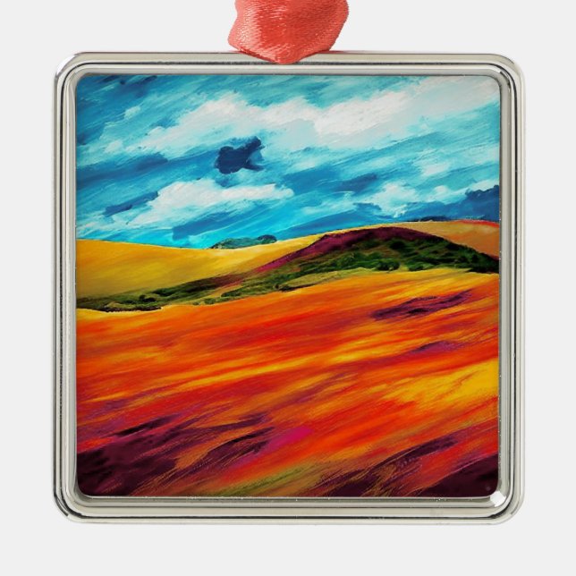 Yellow Red Hills Metal Ornament (Front)