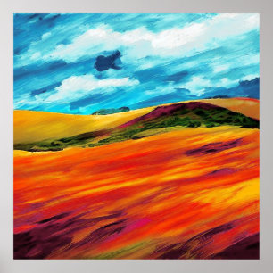 Yellow Red Hills Poster