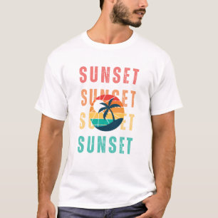 Yellow Red Illustrated Summer Sunset T-Shirt