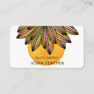 Yellow Red Lotus Flower Yoga Meditation Teacher B Business Card