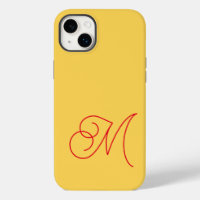 Yellow Red Monogrammed Classical Script Plain