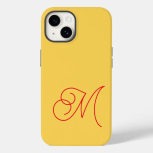 Yellow Red Monogrammed Classical Script Plain Case-Mate iPhone 14 Case