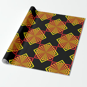 yellow red on black diamonds wrapping paper