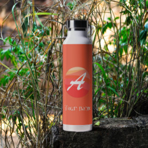 Yellow red orange Monogram Initial A Water Bottle