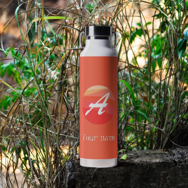 Yellow red orange Monogram Initial A  Water Bottle (Creator Uploaded)