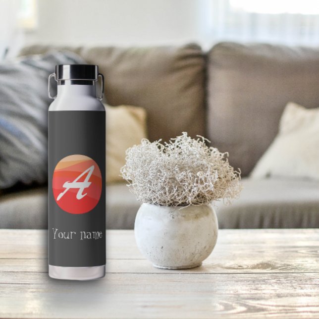 Yellow red orange Monogram Initial A Water Bottle (Creator Uploaded)
