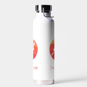 Yellow red orange Monogram Initial A white Water Bottle