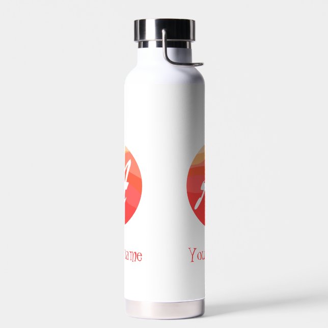 Yellow red orange Monogram Initial A white Water Bottle (Left)