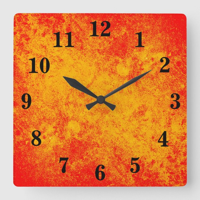 Yellow Red Orange Watercolor Acrylic Wall Clock (Front)