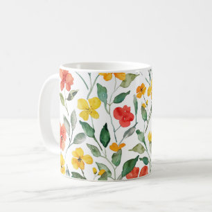 Yellow Red Peach Flowers Coffee Mug