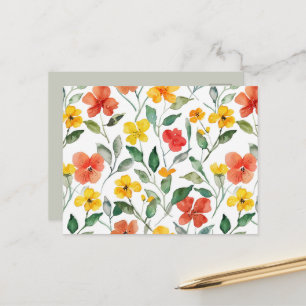 Yellow Red Peach Flowers Postcard