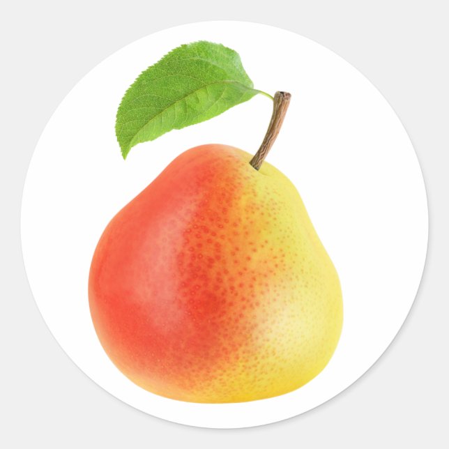 Yellow red pear classic round sticker (Front)