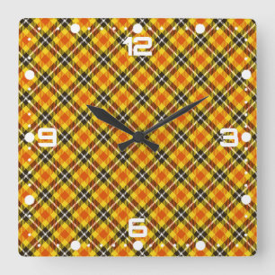 Yellow Red Plaid Texture Pattern-57577 Square Wall Clock