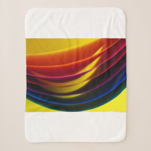 Yellow, red, purple, blue, and green layer paper sherpa blanket