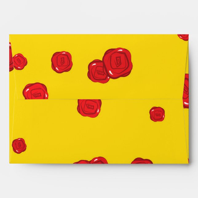 Yellow & Red Roses Whimsical Wonderland Envelope (Back (Top Flap))