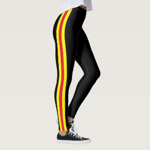 Yellow Red Side Stripe Black Leggings Choose Colou